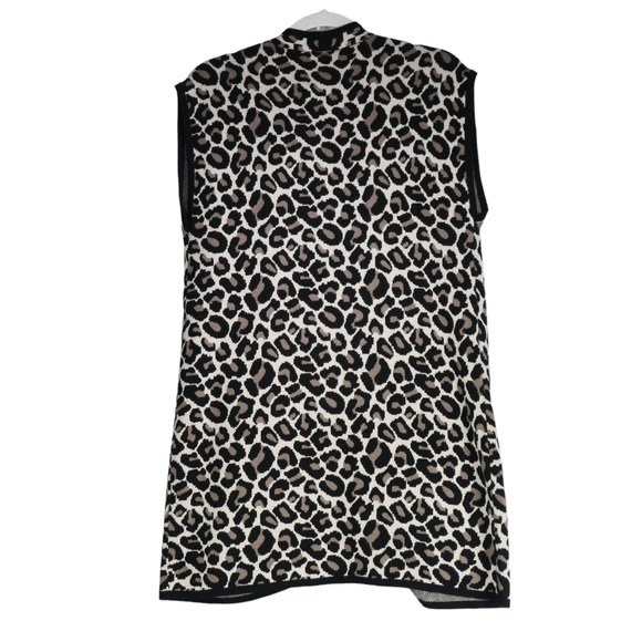 Chicos Cardigan Sweater Vest Womens Size 1 Small Black Brown Animal Print Luxe - Picture 5 of 6